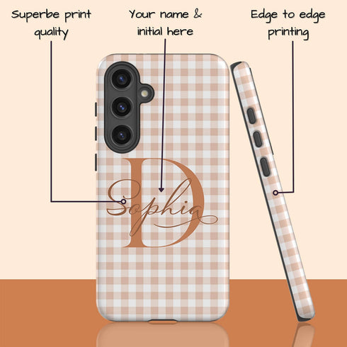 Custom Gingham Name & Initials Galaxy Case