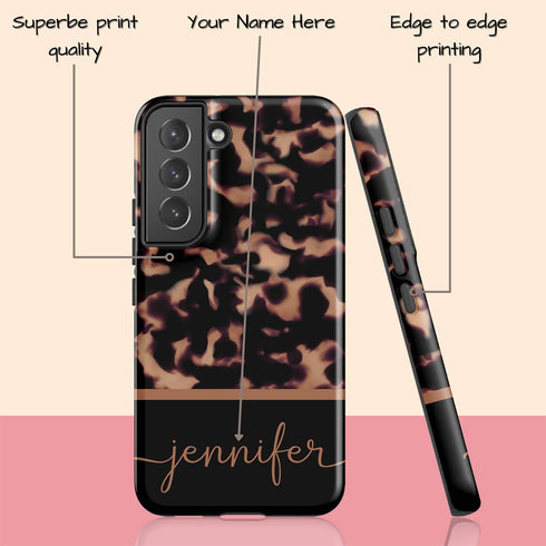 Custom Name Dark Tortoiseshell Galaxy Case