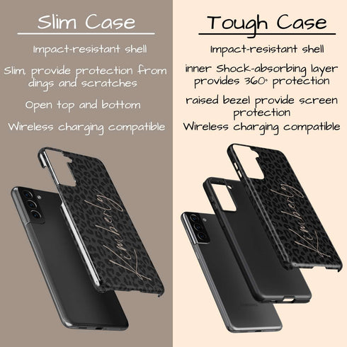 Dark Leopard Signature Name Galaxy Case