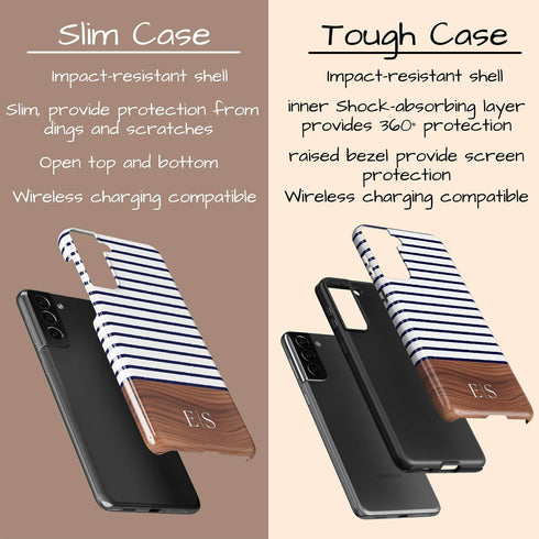 Custom Initials Rustic Wood Stripes Galaxy Case