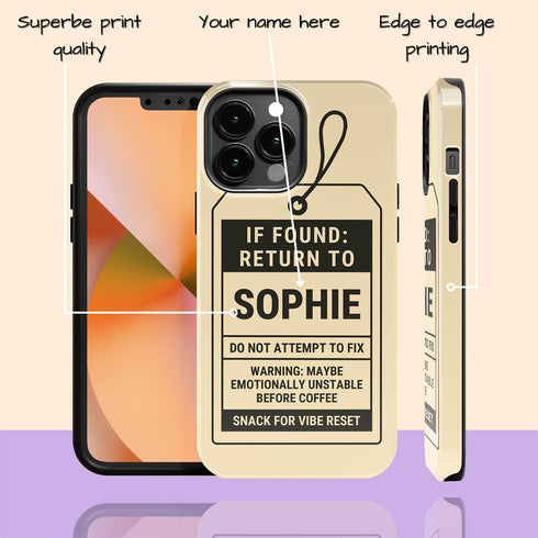 Personalized Lost & Found Tag iPhone Case