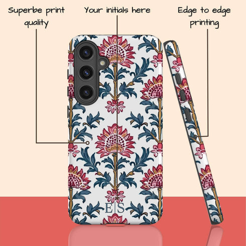 Custom Initials Boho Indian Jaipur Block Print Galaxy Case