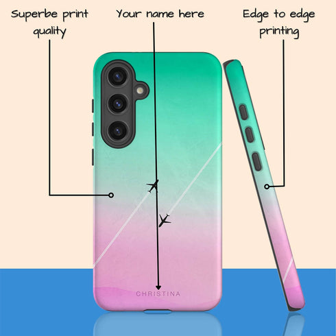Personalized Pastel Gradient Sky Airplane Galaxy Case