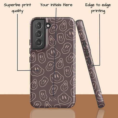 Melting Smiley Face Custom Initials Galaxy Case