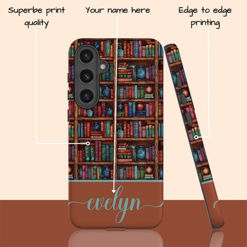 Custom Name Bookshelf Academia Galaxy Case