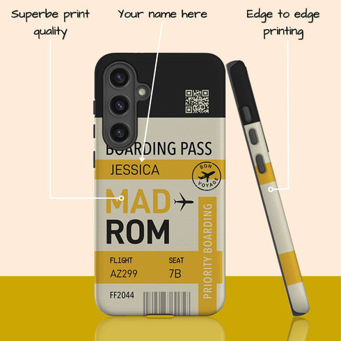 Personalized Tropical Getaway Boarding Pass Galaxy Case
