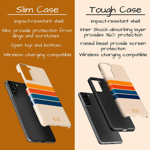 Custom Initials Retro Stripes Galaxy Case