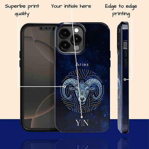 Personalized Blue Zodiac Horoscope Sign iPhone Case
