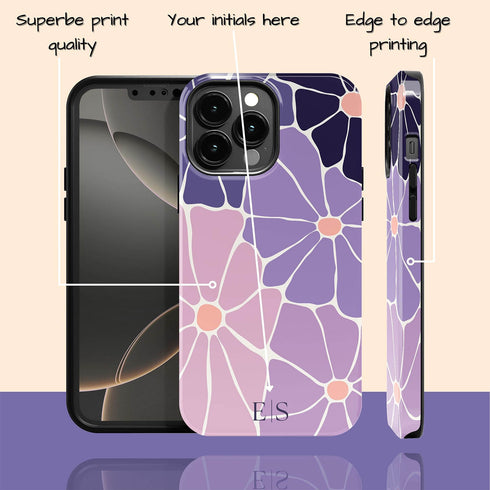 Custom Initials Abstract Flowers iPhone Case - V1