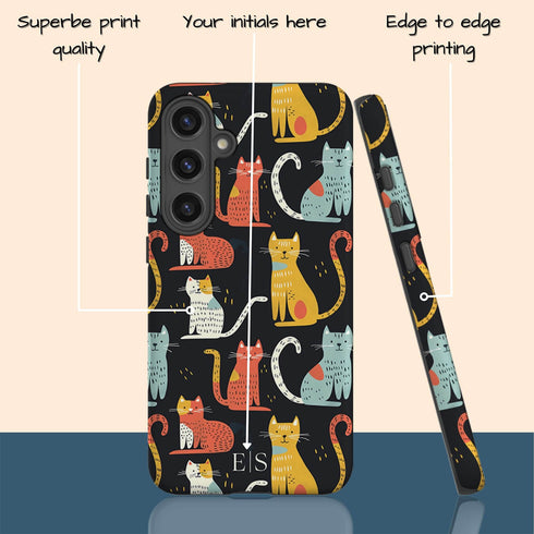 Custom Initials Tabby Cat Lovers Galaxy Case