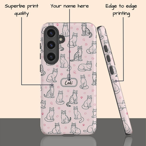 Personalized Cat Doodle Tag Galaxy Case