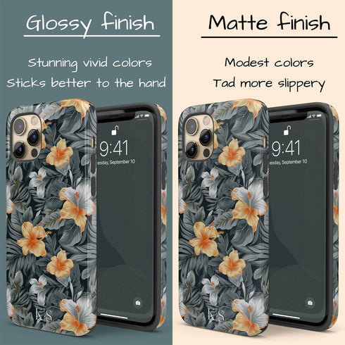 Custom Initials Tropical Hibiscus Flowers iPhone Case