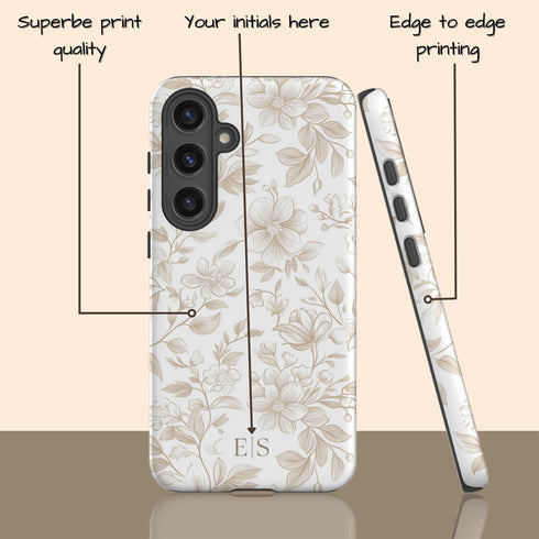 Custom Initials French Toile De Jouy Galaxy Case V3