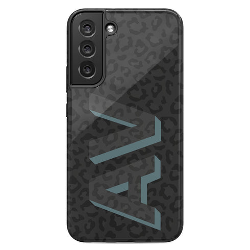 3D Initials Dark Leopard Galaxy Case - Vertical