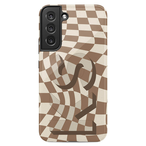Groovy Checkerboard 3D Initials Galaxy Case