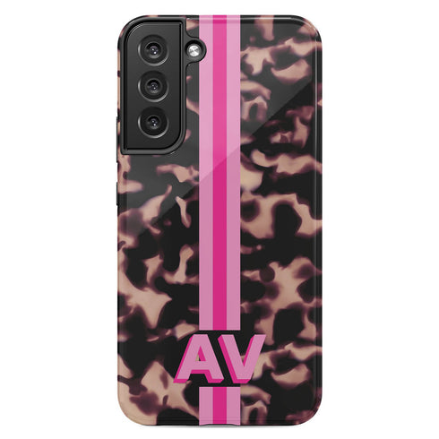 3D Striped Pattern Initials Dark Tort Galaxy Case