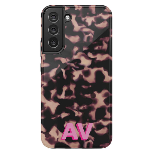 3D Custom Initials Dark Tort Galaxy Case - Centered