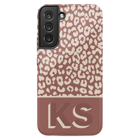 Boho Leopard 3D Initials Galaxy Case