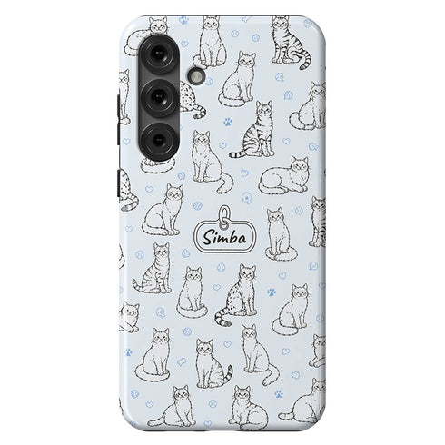 Personalized Cat Doodle Tag Galaxy Case