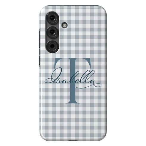Custom Gingham Name & Initials Galaxy Case