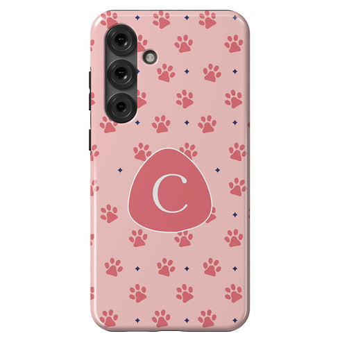 Custom Initials Cat Paws Galaxy Case