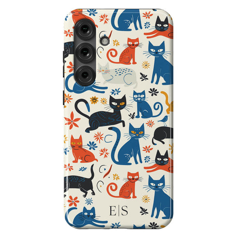 Custom Initials Tabby Cat Lovers Galaxy Case