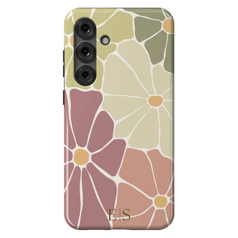 Custom Initials Abstract Flowers Galaxy Case - V1
