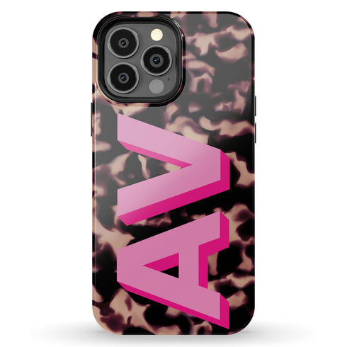 Custom 3D Initials Dark Tort iPhone Case
