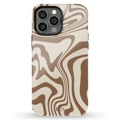 Custom Initials Swirl Wavy Marble iPhone Case