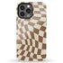Custom Initials Wavy Groovy Checkerboard iPhone Case
