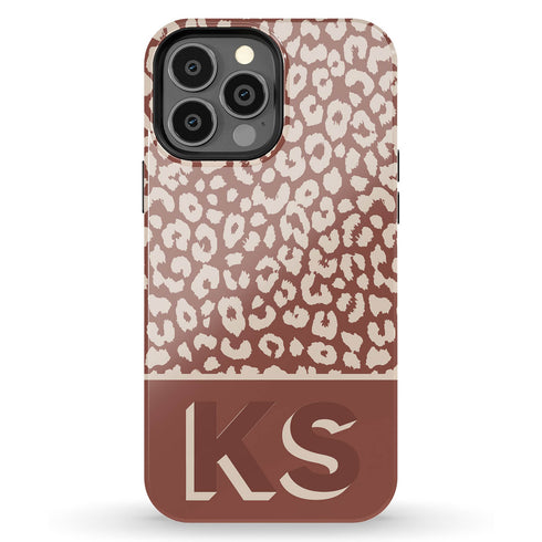 Boho Leopard 3D Initials iPhone Case