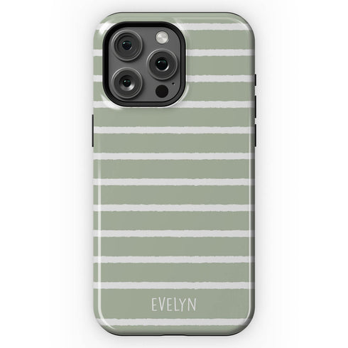 Custom Name Hand Drawn Pastel Stripes iPhone Case