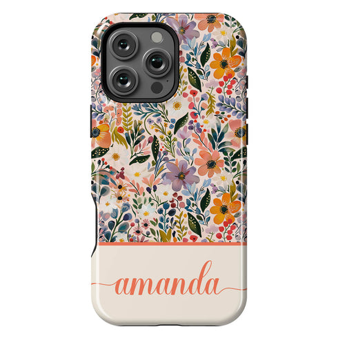 Custom Name Boho Chic Paradise Floral iPhone Case