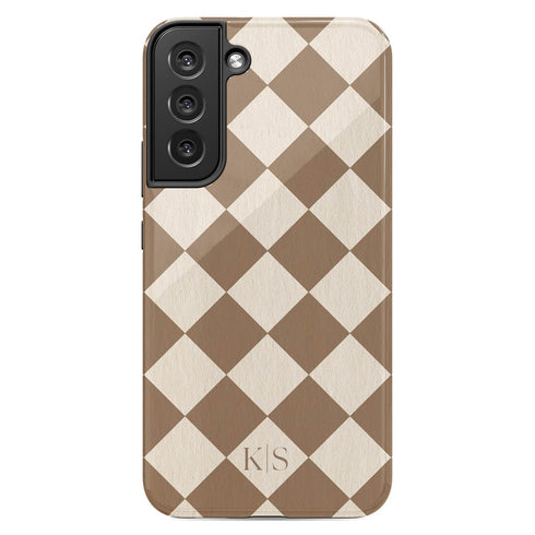 Custom Initials Argyle Checkerboard Galaxy Case