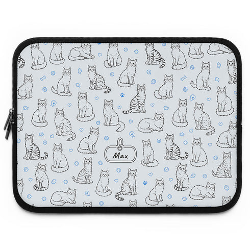 Personalized Cat Doodle Tag Laptop Sleeve