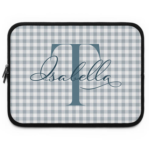 Personalized Gingham Name & Initials Laptop Sleeve