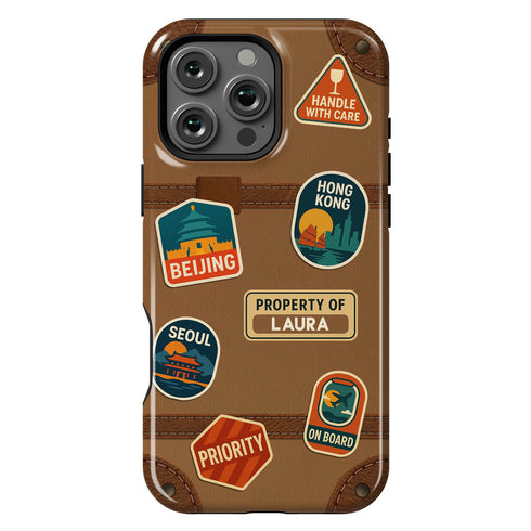 Personalized Vintage Suitcase Sticker iPhone Case