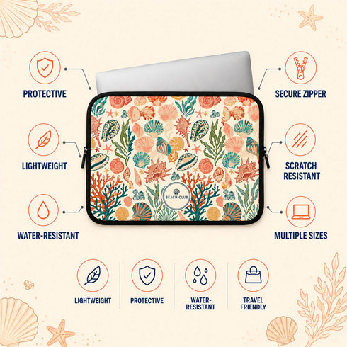 Personalized Beach Club Society Laptop Sleeve