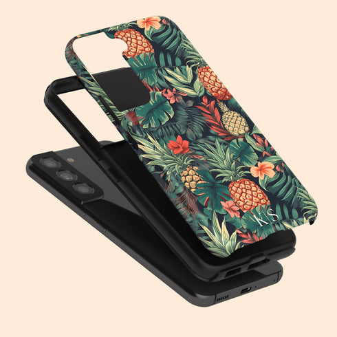 Custom Initials Tropical Pineapples & Flowers Galaxy Case