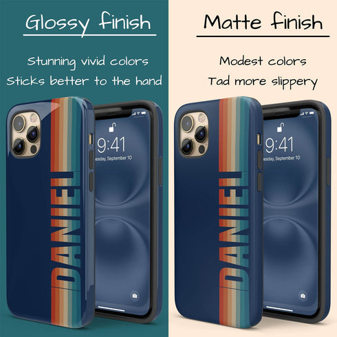 Custom Name Retro Rainbow Stripes iPhone Case