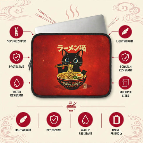 Personalized Ramen Cat Laptop Sleeve