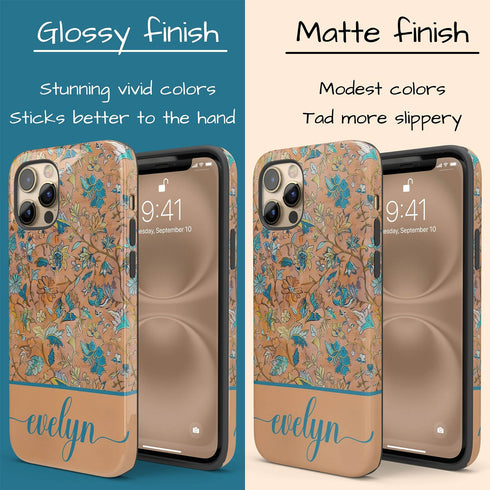 Custom Name Botanical Oriental Flowers iPhone Case