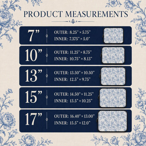 Personalized French Toile De Jouy Laptop Sleeve