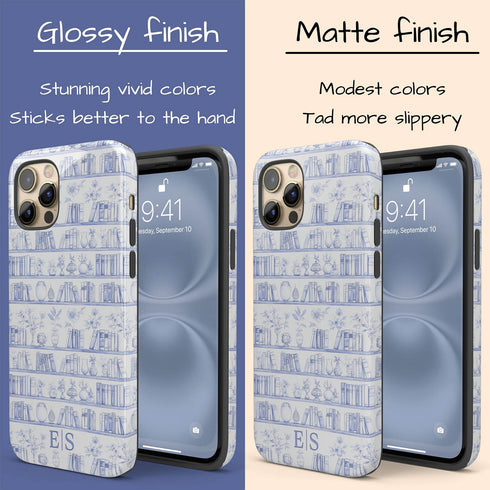 Custom Initials Toile Bookshelf Floral iPhone Case