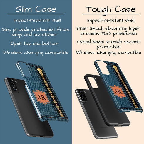 Personalized Denim Zipper Leather Patch Galaxy Case