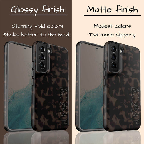 Custom Name Dark Tortoiseshell Galaxy Case - Vertical