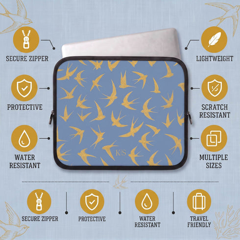 Personalized Golden Swallows Laptop Sleeve