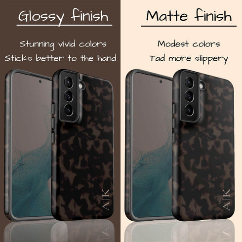 Dark Tortoiseshell Custom Initials Galaxy Case - Vertical