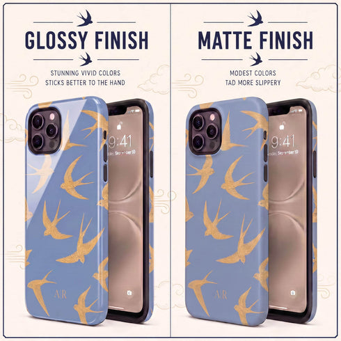 Personalized Golden Swallows iPhone Case