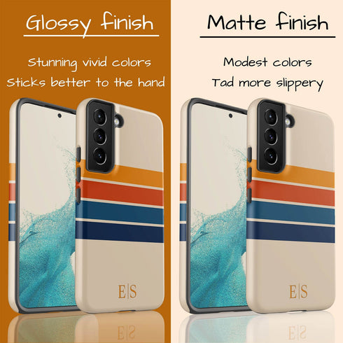 Custom Initials Retro Stripes Galaxy Case